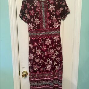 White House Black Market Magenta Floral Midi Dress